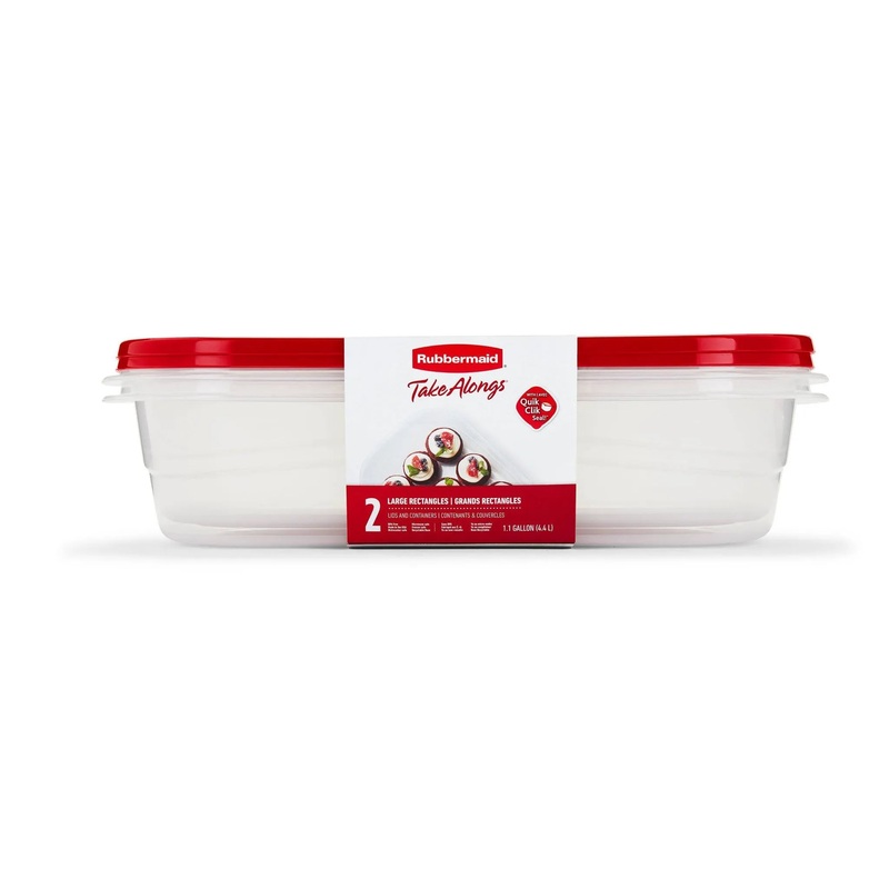 TakeAlong 2pk 1.1gal Plastic Rectangle Food Storage Containers – Ruby Red