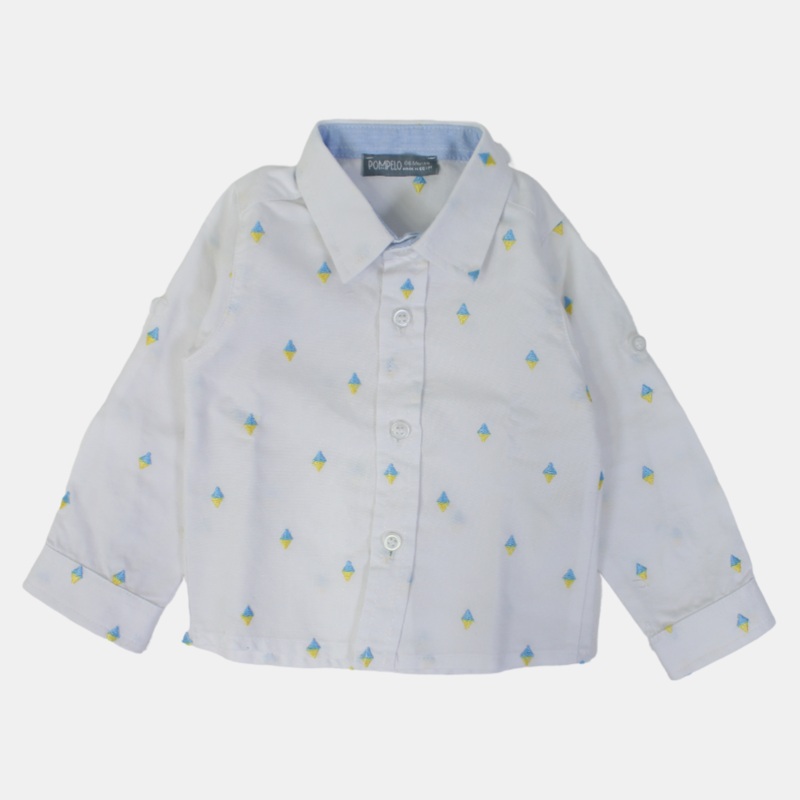 Baby Boys Cotton Shirt  Classic White