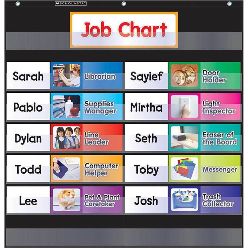 Class Jobs Pocket Chart Black