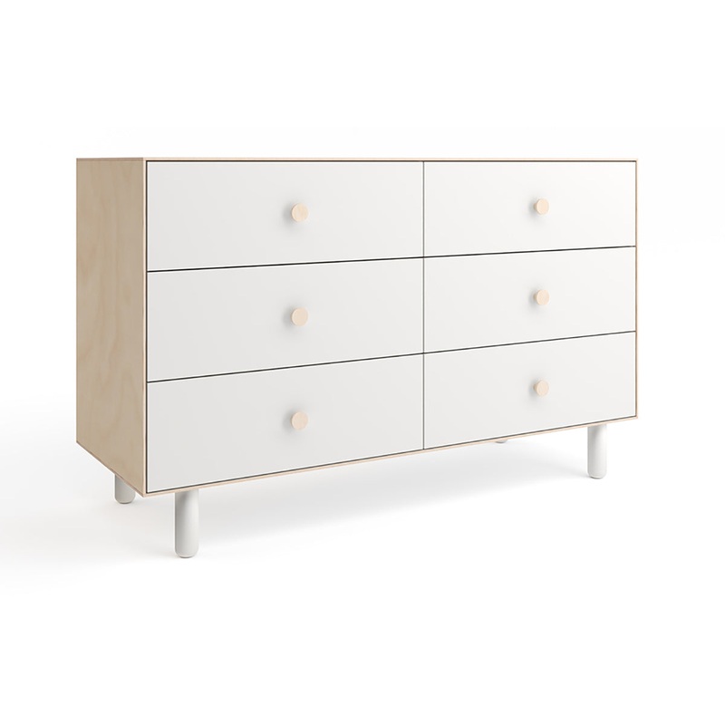 Oeuf 6 Drawer Dresser – Fawn – White/Birch