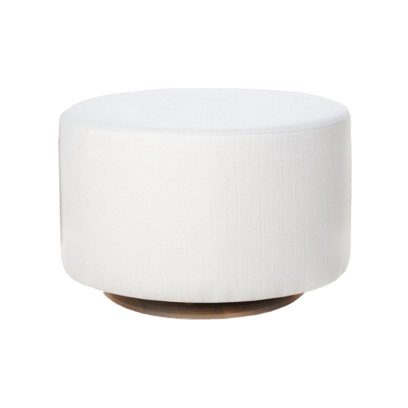 Stationary Oval Ottoman with Wood Base