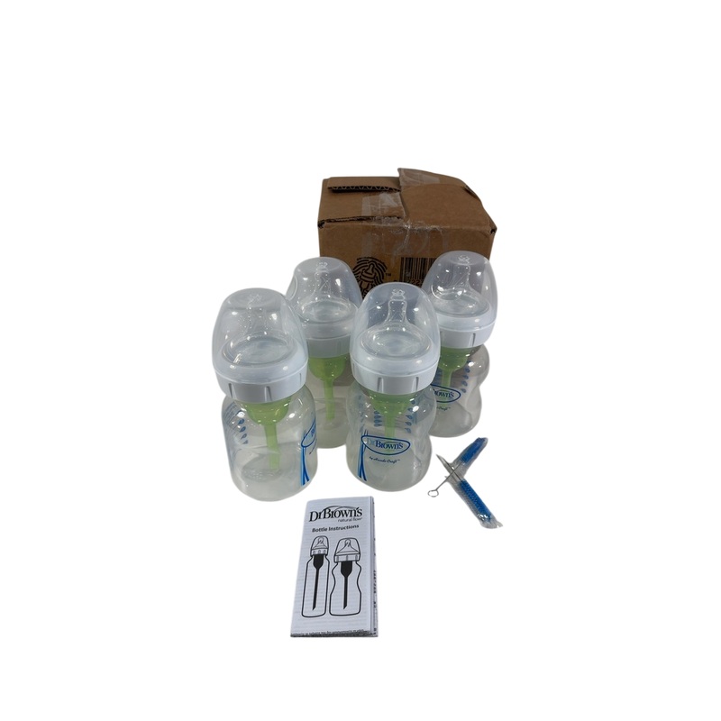 Dr. Brown’s Natural Flow Anti-Colic Options+ Wide-Neck Baby Bottle, 4 Pack, 5 oz, Level 1 Slow Flow Nipple, 0m+