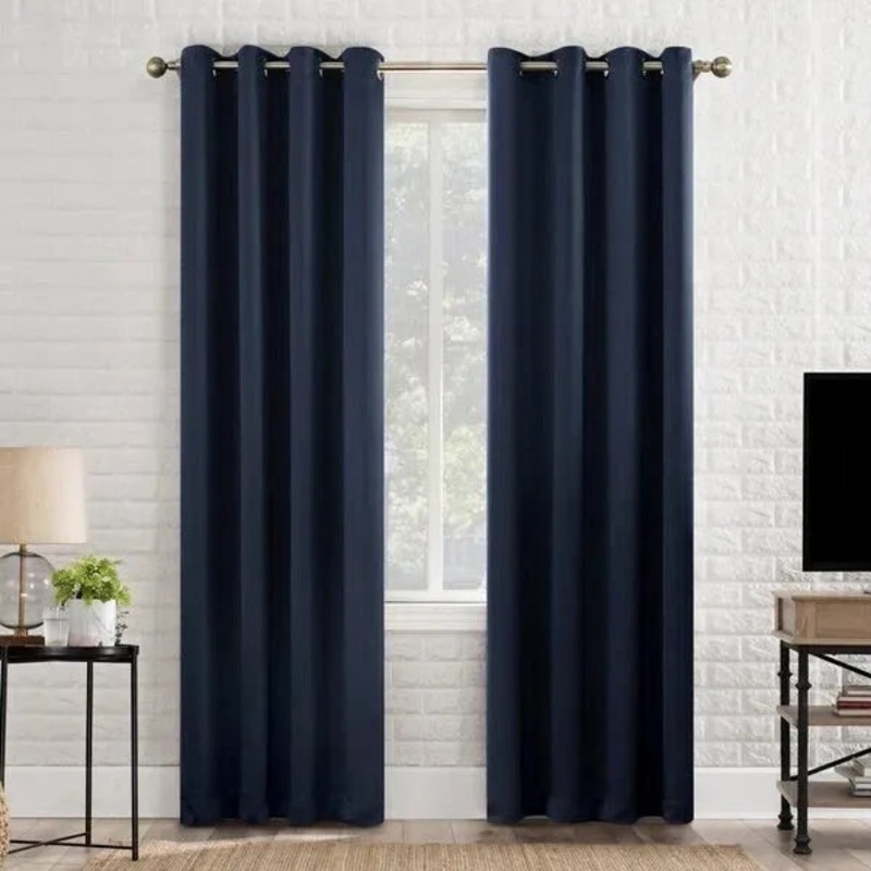 Lichtenberg Blackout Thermal Grommet Curtain Panels – Blue, 104 in x 96 in (Set of 2)