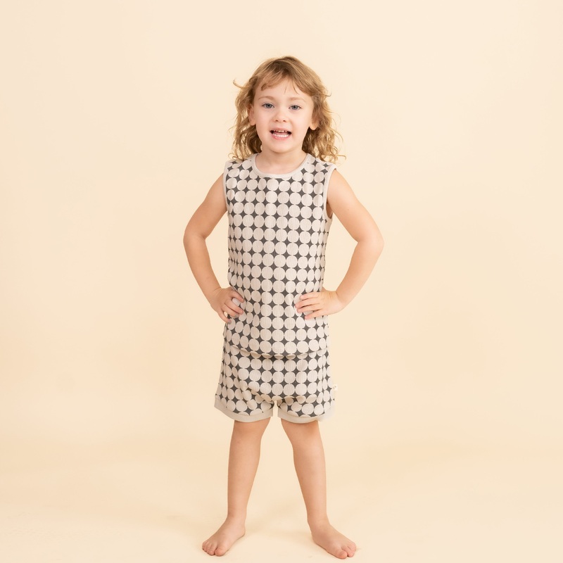 Makemake Organic Tank & Tee Shorts Set | Mod Dots