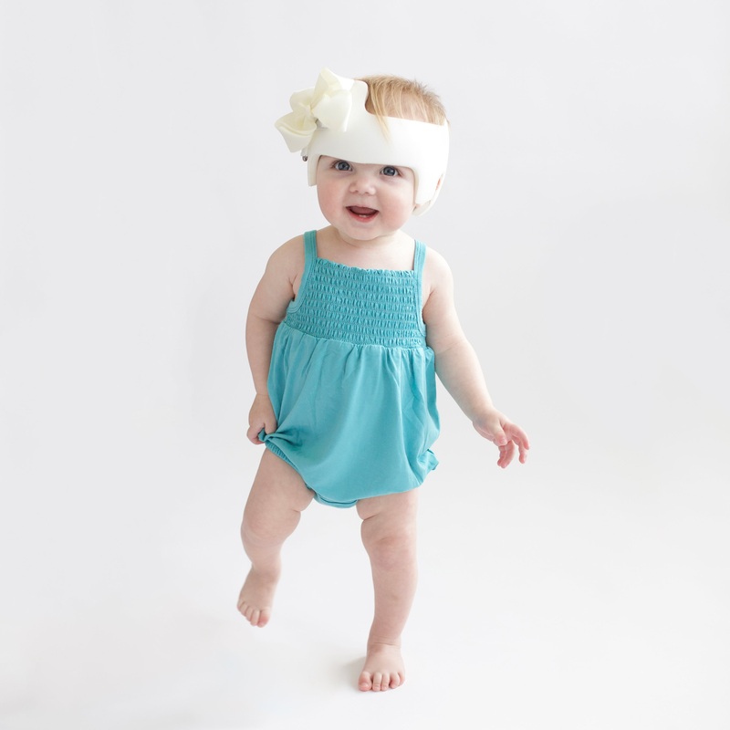 Smocked Bubble Romper in Makai