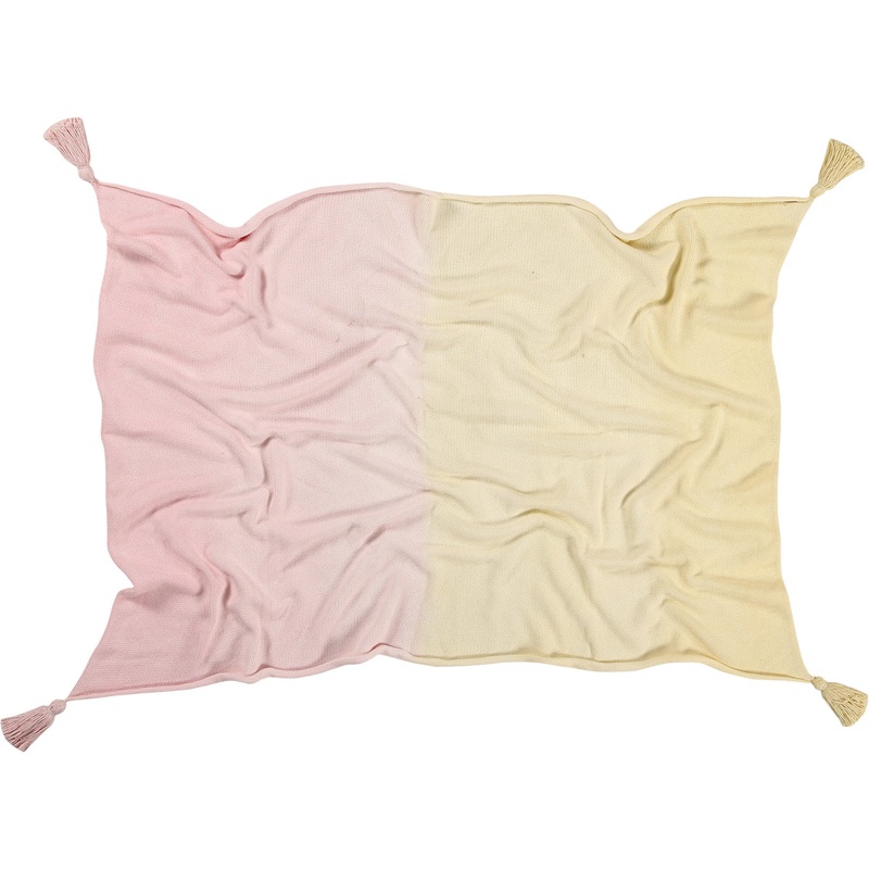 Lorena Canals Ombr Baby Blanket – Vanilla/Soft Pink (3′ 3″ x 4′)