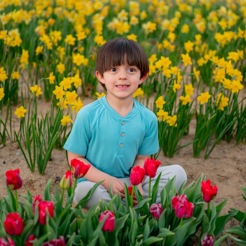 Short Sleeve Toddler Henley Tee in Makai