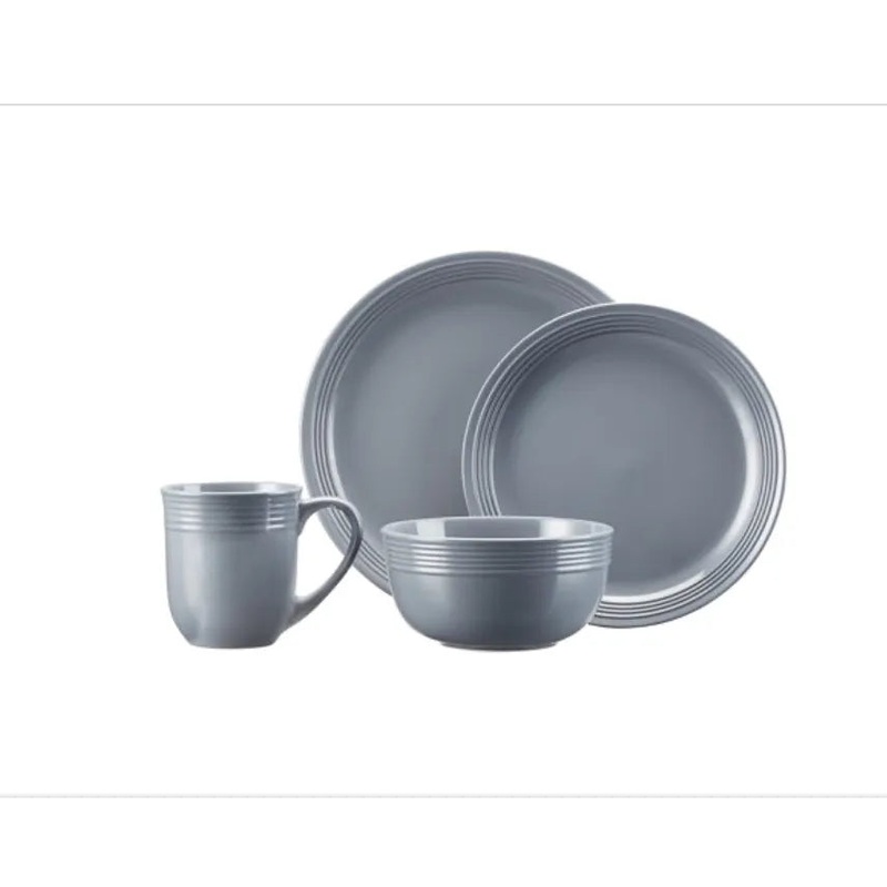 Chiara 16-Piece Stoneware Gray Dinnerware Set