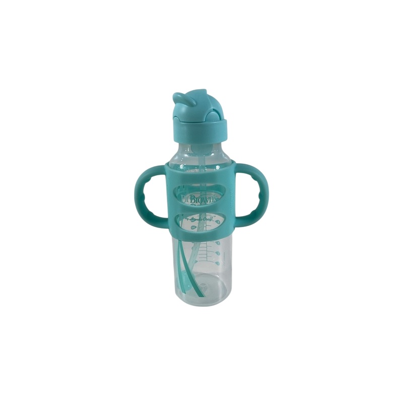 Dr. Brown’s Milestones Sippy Spout Bottle with Silicone Handles, 1 pack, 8 oz/250 ml, Green, Narrow-Neck