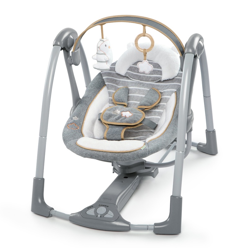 Ingenuity Boutique Collection Deluxe Swing ‘n Go Portable Baby Swing, Bella Teddy