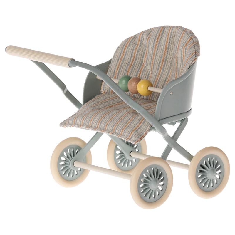 Maileg Stroller, Baby Mice – Blue