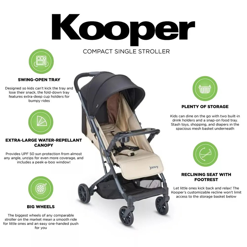 Kooper Lightweight Compact Single Stroller With Tray – Sand