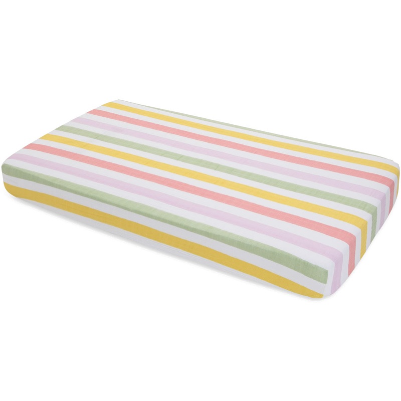 Little Unicorn Cotton Muslin Fitted Crib Sheet – Cabana Stripe