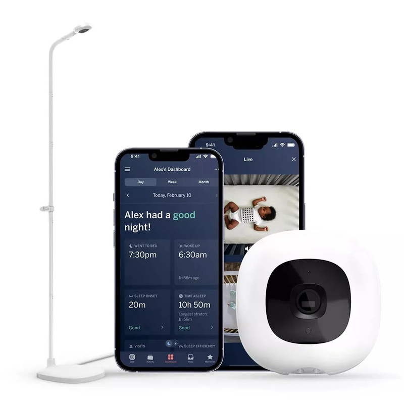 Pro Smart Baby Monitor & Floor Stand – White