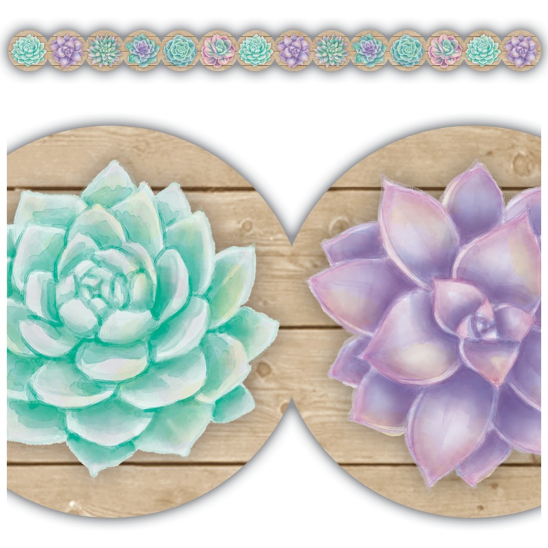 Rustic Bloom Succulents Die-Cut Border Trim(C)