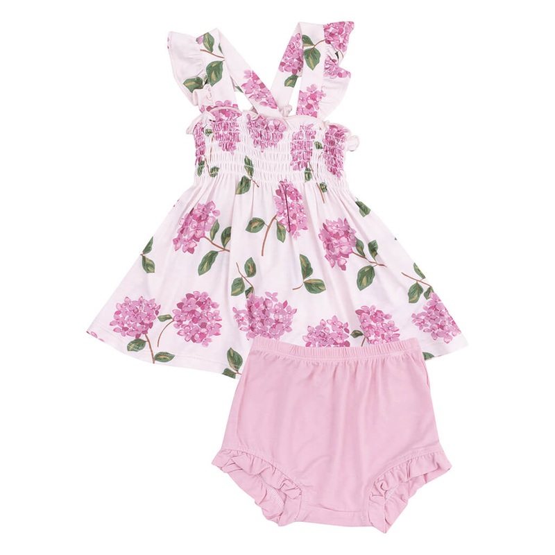 ADR Ruffle Strap Smocked Top and Diaper Cover Hydrangeas