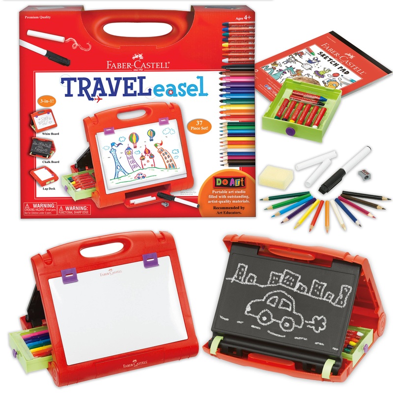 Faber-Castell Do Art Travel Easel with 37 Pieces of Art Supplies for Kids