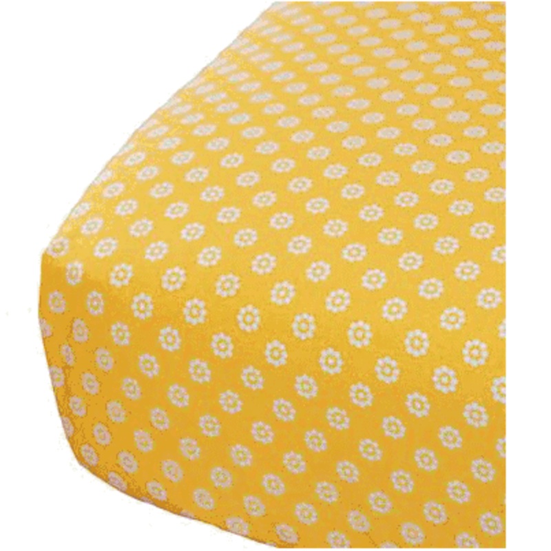 Oliver B Crib Sheet in Yellow with Mod White Flowers