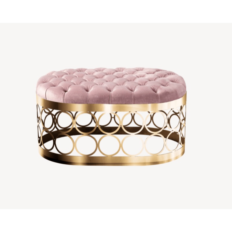 Oval Ottoman – Tufted Dusty Rose