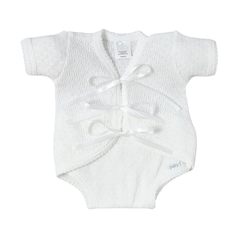 Short Sleeve Fold Over Creeper With Ribbon Ties