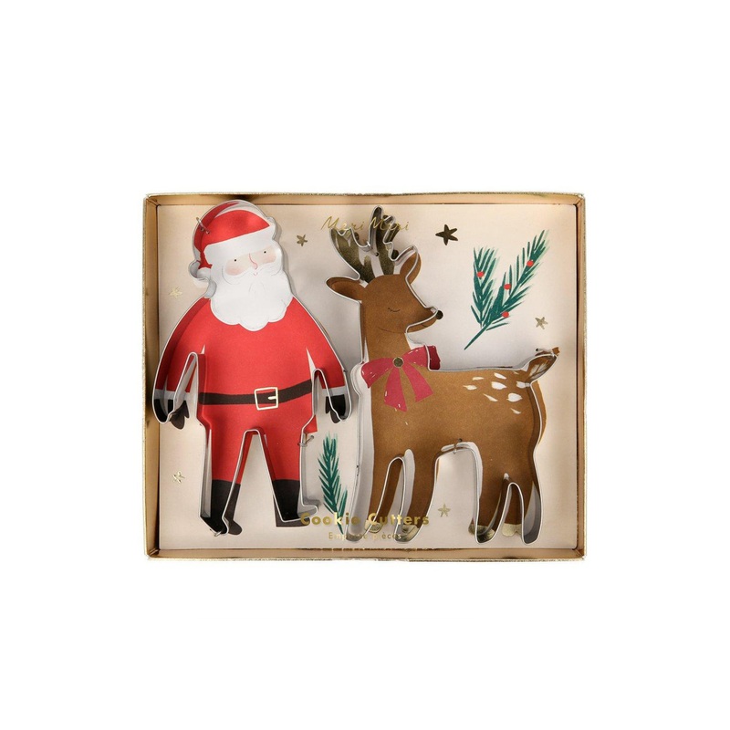 Meri Meri Santa & Reindeer Christmas Cookie Cutters – Set Of 2