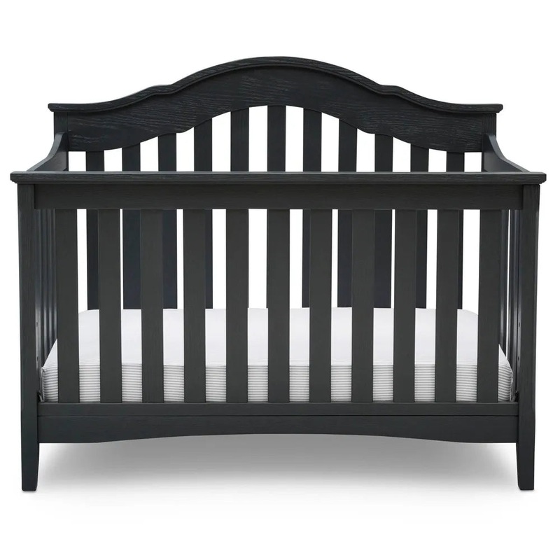 Delta Children Farmhouse 6-in-1 Convertible Crib – Textured Midnight Gray