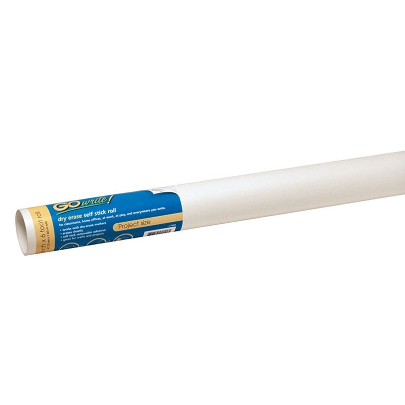 Dry Erase Roll, Self-Adhesive, White, 18″ x 6′, 1 Roll
