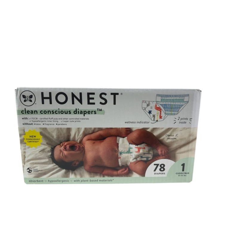 Honest Company Clean Conscious Diapers Pack, Dots + Dashes/Giraffes, Size 1