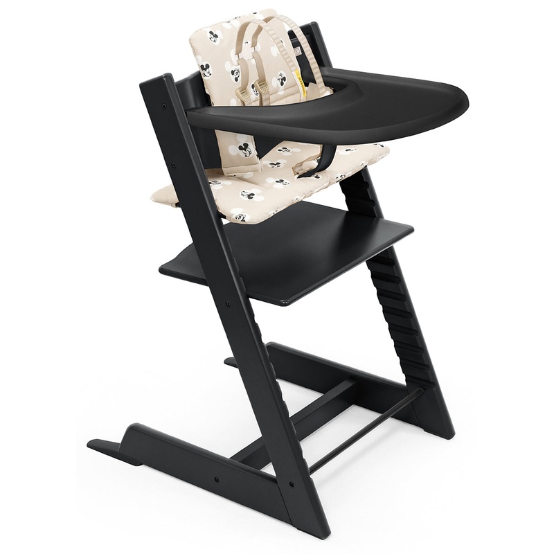 Stokke Tripp Trapp High Chair and Cushion with Stokke Tray – Black / Mickey Signature
