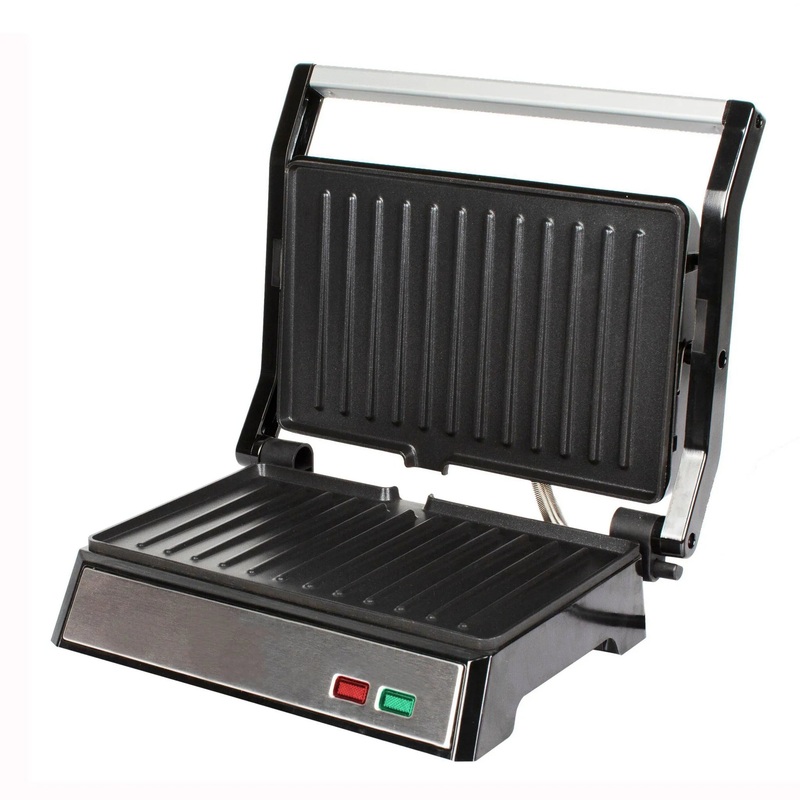 Electric Dual Plate Non-Stick Panini Grill Press with Drip Tray