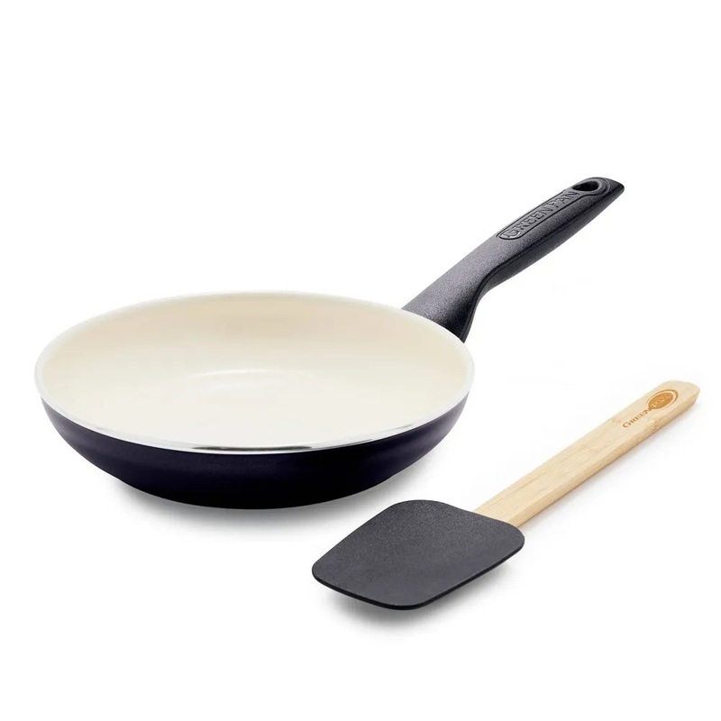 GreenPan Rio 2pc 8″ Ceramic Nonstick Open Frypan with Spatula Black