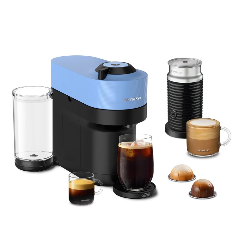 Vertuo Pop+ Coffee Machine with Aeroccino by De’Longhi Pacific Blue ENV92AAE