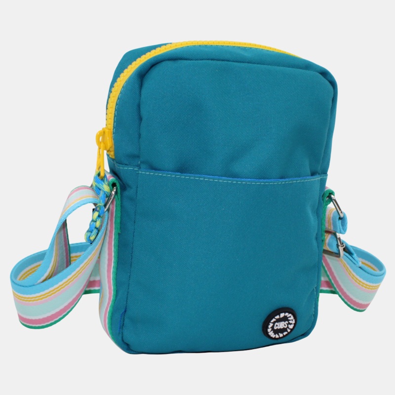 Blue With Yellow Zipper Cross Body Bag