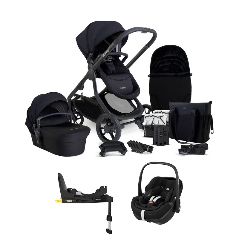 iCandy Orange 4 Pushchair Bundle with Maxi-Cosi Pebble 360 Pro Car Seat & Base – Black