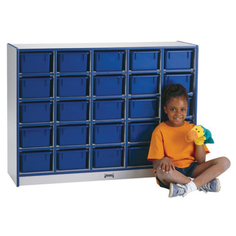 Jonti-Craft 25-Cubbie-Tray Mobile Storage, with Clear Trays