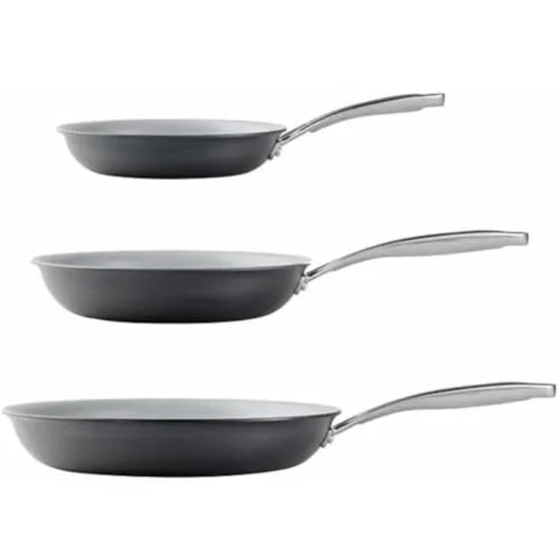 Hard Anodized Skillets, Ceramic Non-Stick Interior, 3 Pack