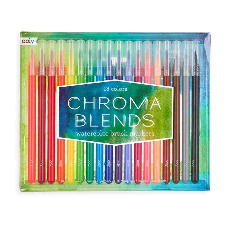 Ooly Chroma Blends Watercolor Brush Markers: Set Of 18