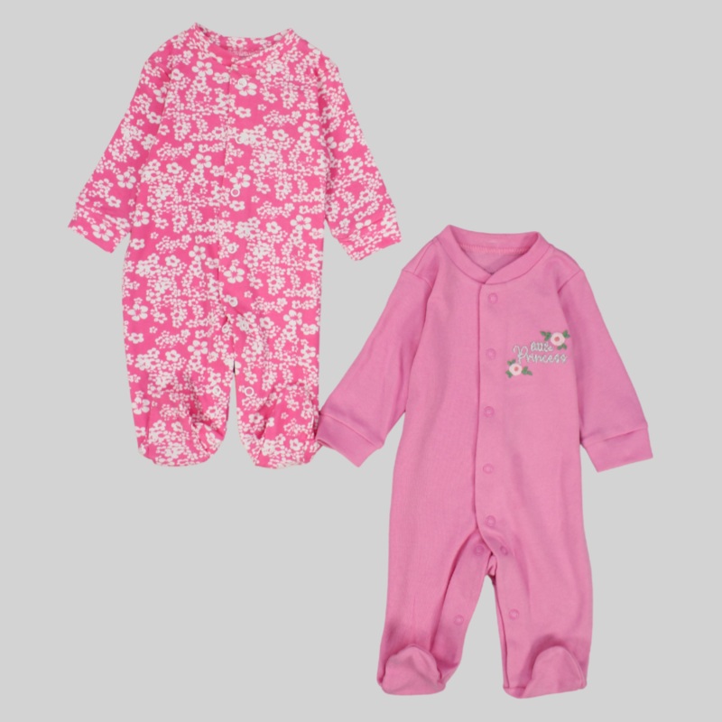 Pinkish Long-Sleeved Baby Footie (Pack Of 2)