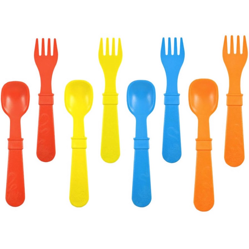 Re-Play Spoon & Fork Set, 8-Pack – Primary