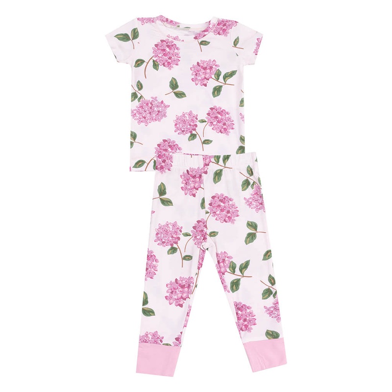 Short Sleeve Pajama Set Hydrangeas Pink