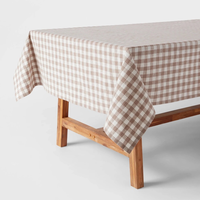 60″ x 84″ Cotton Gingham Tablecloth Taupe – Threshold