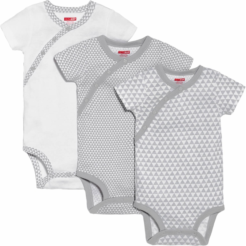 Skip Hop Petite Triangles 3-Pack Short Sleeve Bodysuits – Grey (3 Months)
