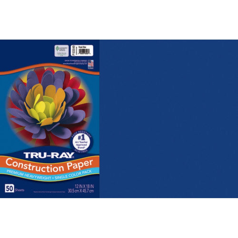 Tru-Ray Fade-Resistant Construction Paper, 12″ x 18″, Royal Blue