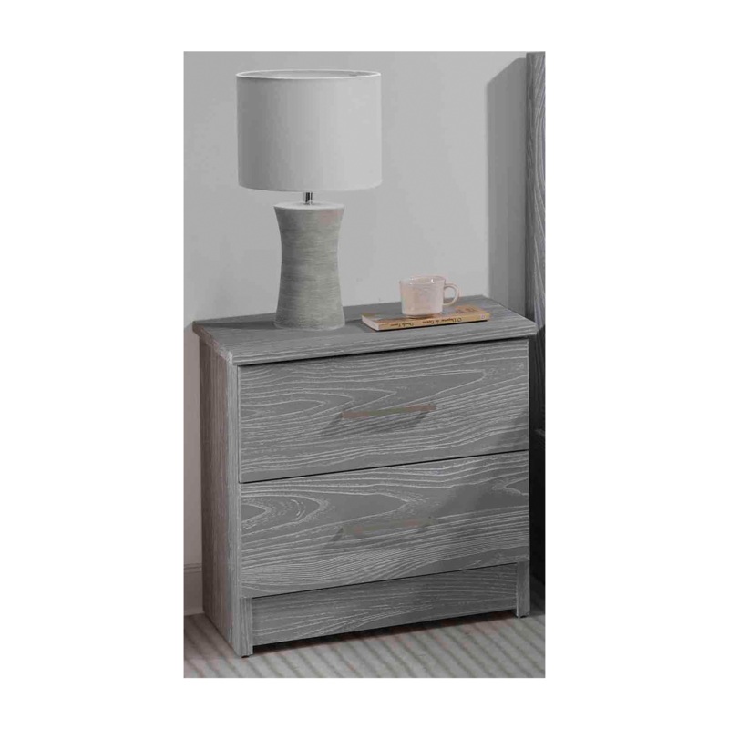 Wood Grain Embossed 2 Drawer Nightstand
