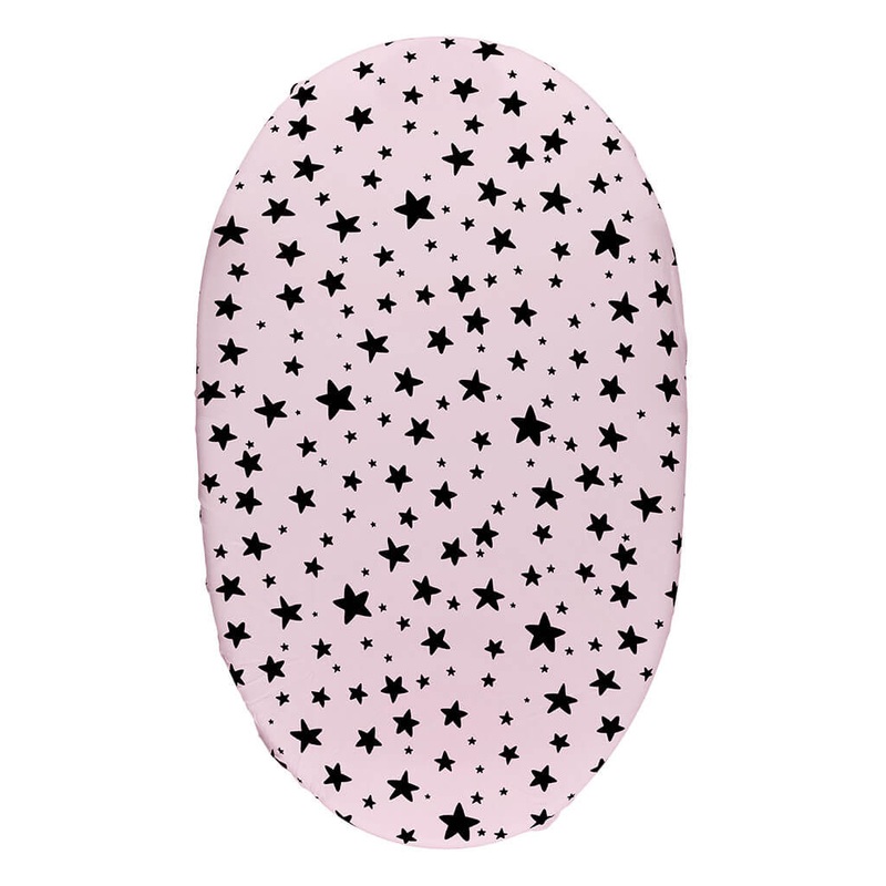 Bassinet Sheet Black Stars/Pink