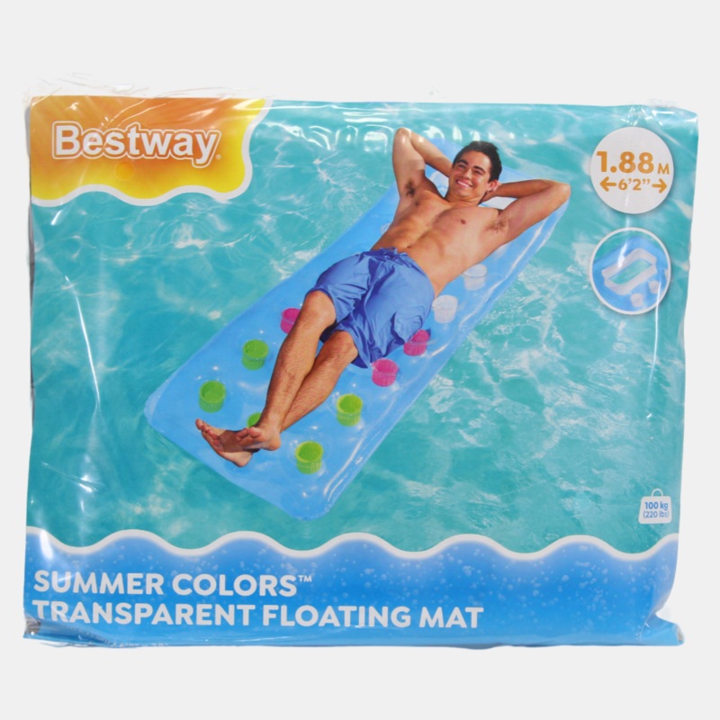 Bestway Summer Colors Transparent Floating Mat  Relax in Style