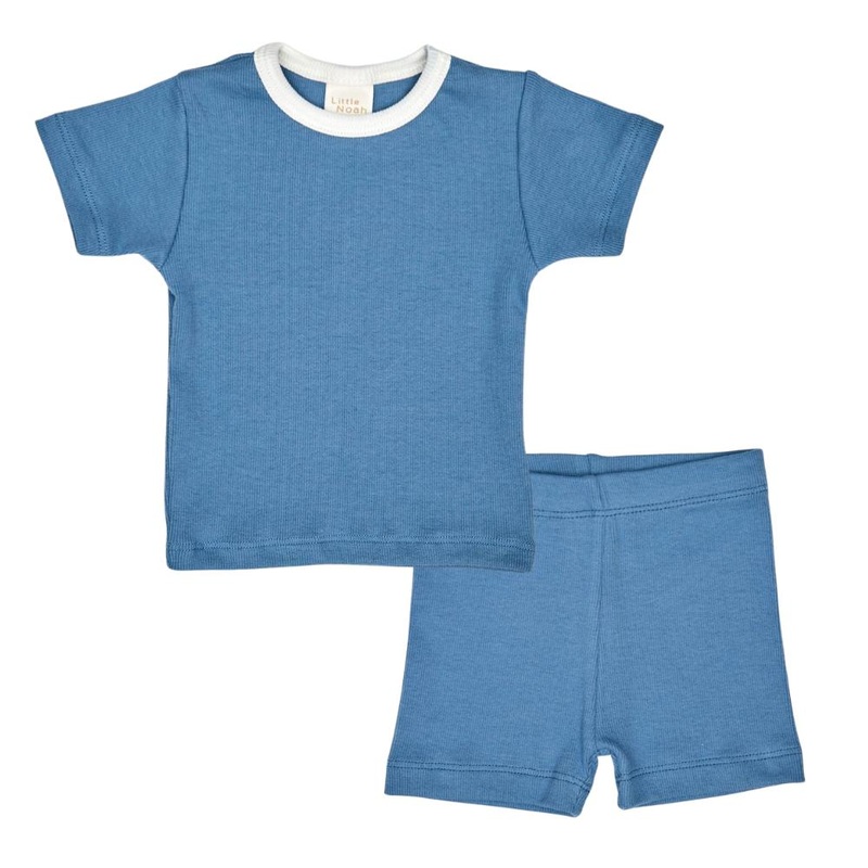 Little Noah – Organic Ribbed Tee + Short Set – Blue