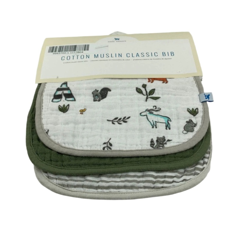 Little Unicorn Cotton Muslin Classic Bib (3 Pack), Forest Friends 2