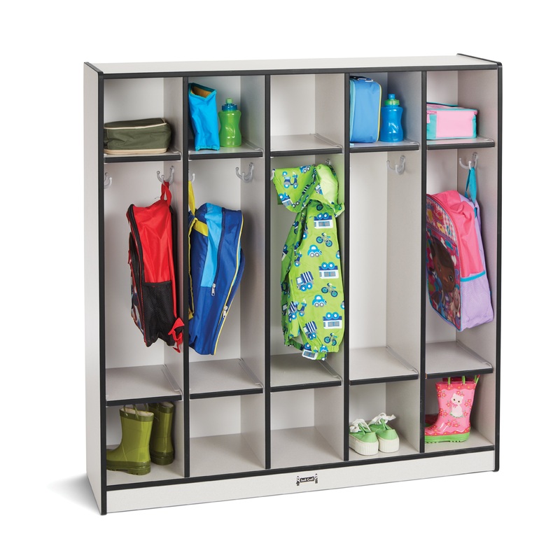 Rainbow Accents 5 Section Coat Locker – Black