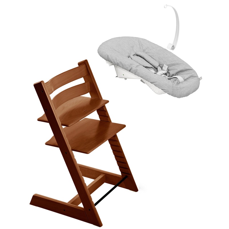 Tripp Trapp Chair + Newborn Set Bundle – Walnut Brown